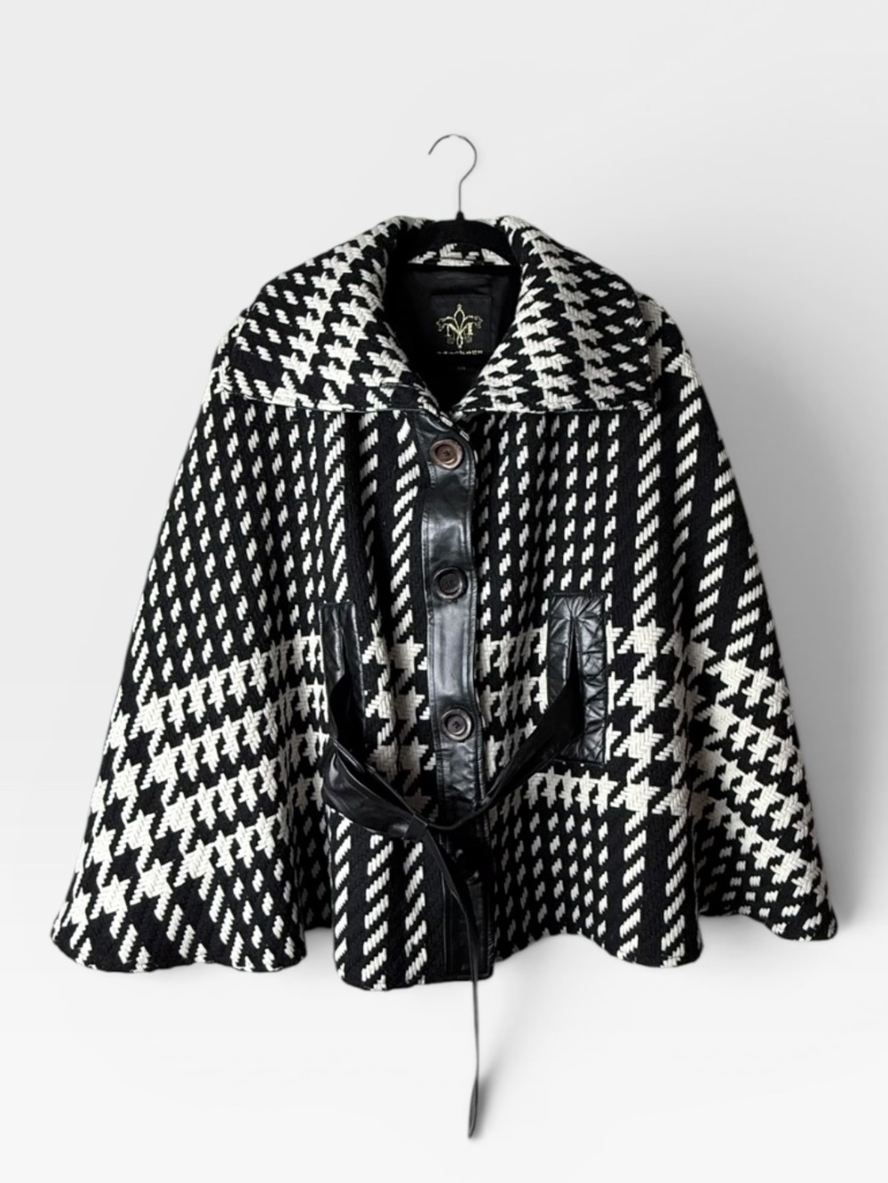 Mackage Houndstooth Print Jacket‎ Cape Size Large Luxury Winter (U)